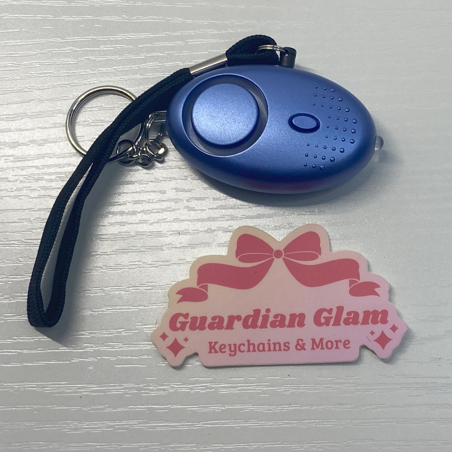 Dark Blue Flashlight Alarm Keychain 